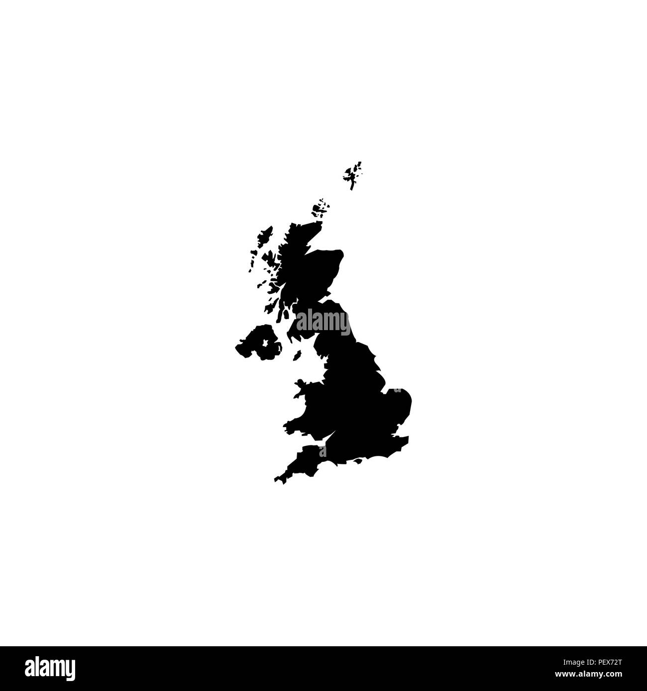 Großbritannien Karte schwarz auf weißem Hintergrund Stock Vektor