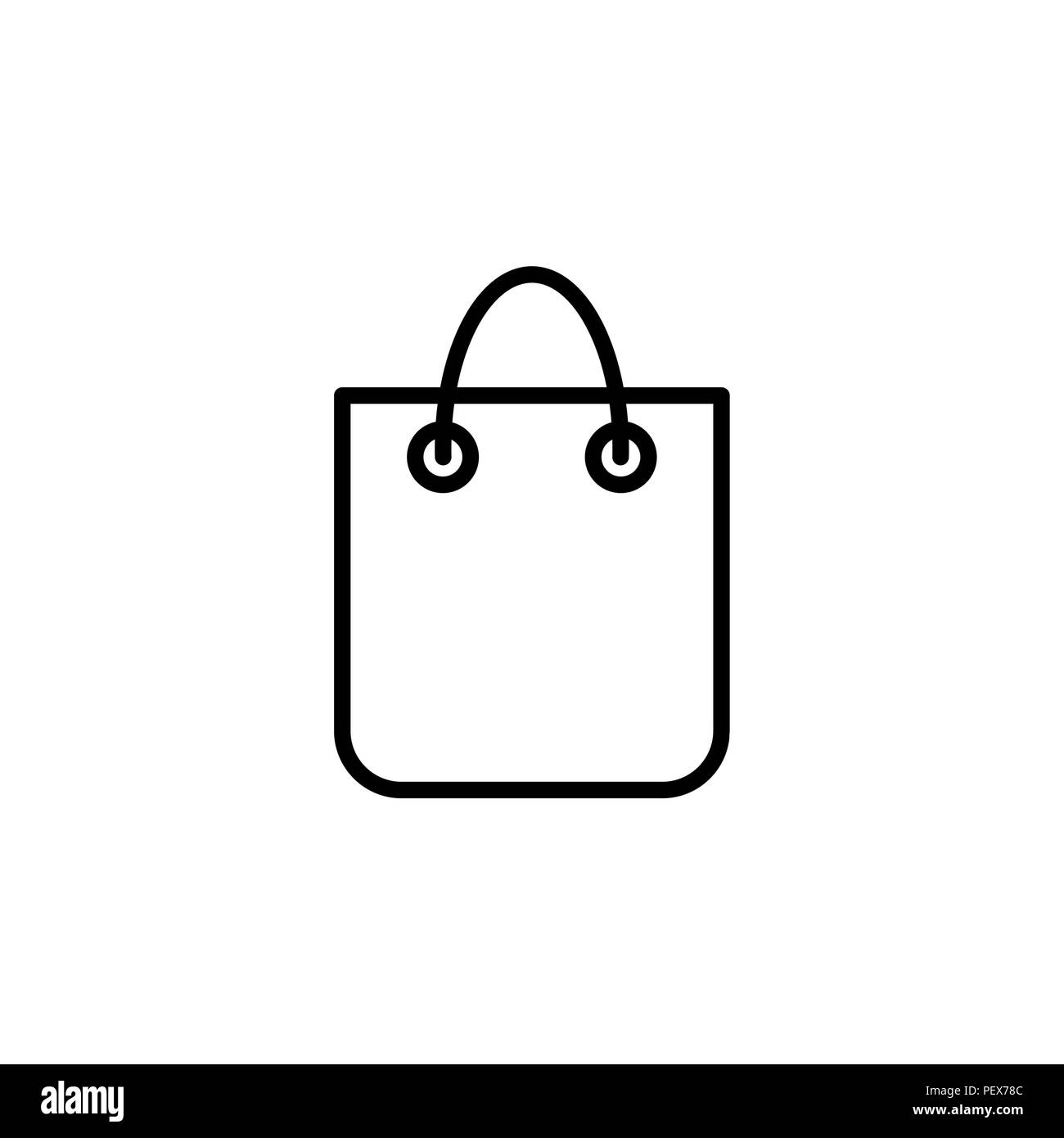 Einkaufstasche - Vektor Symbol Leitung schwarz auf weißem Hintergrund Stock Vektor