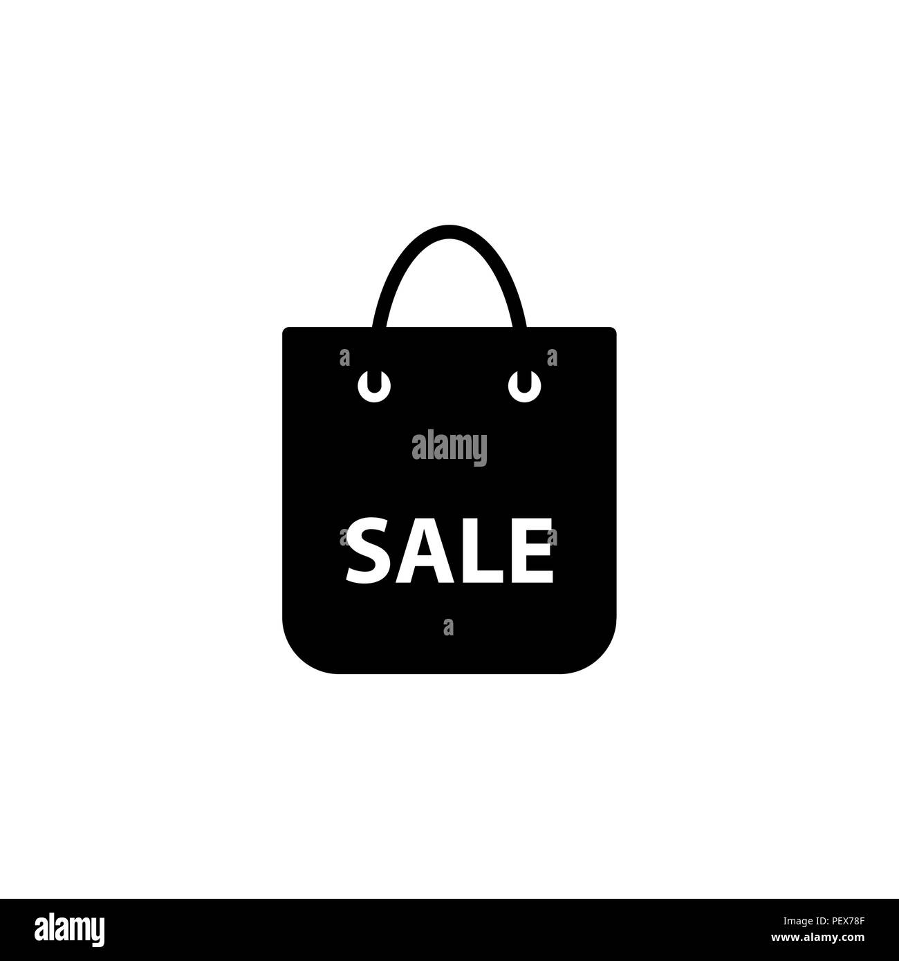 Einkaufstasche - Vektor icon Schwarz auf weißem Hintergrund Stock Vektor
