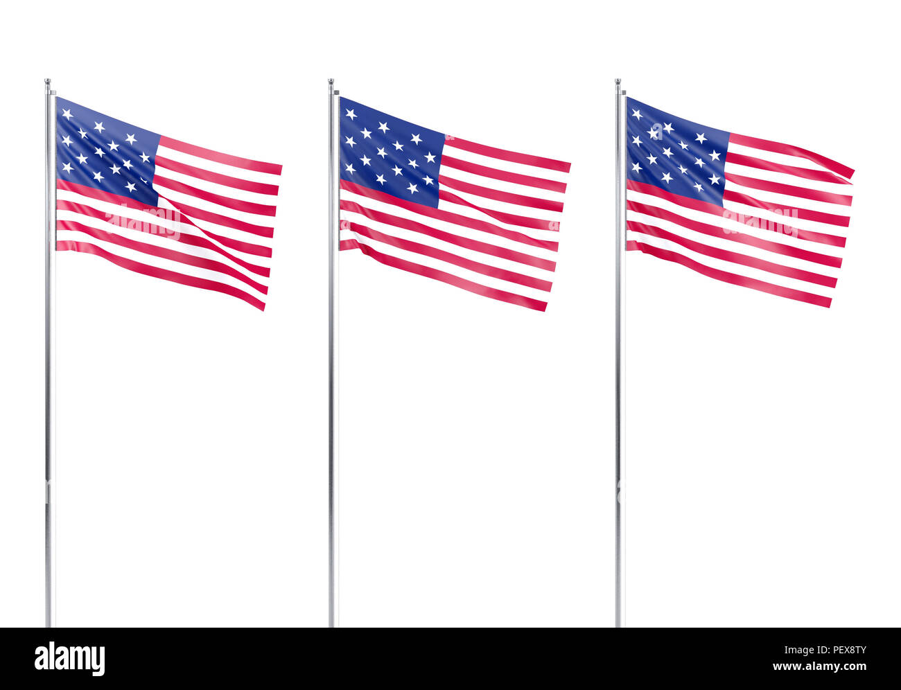 Flagge der Vereinigten Staaten von Amerika, 3D-Rendering Stockfoto
