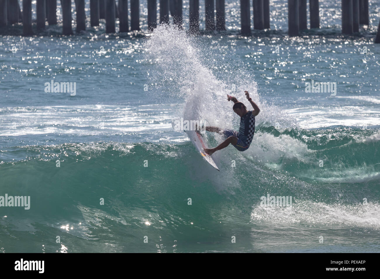 Kanoa Igarashi konkurrieren in der US Open des Surfens 2018 Stockfoto