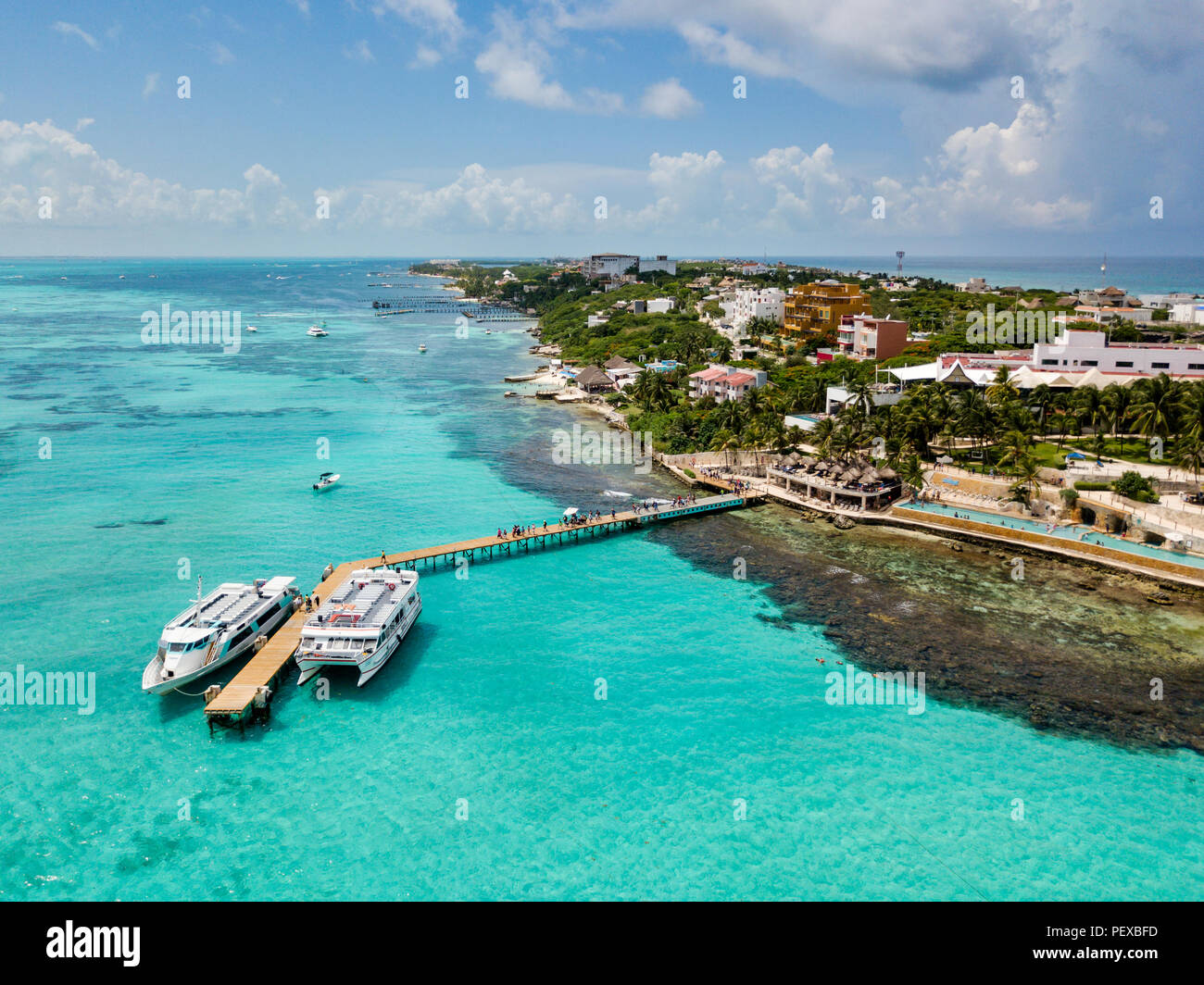 Ein Luftbild von Isla Mujeres in Cancun, Mexiko Stockfoto