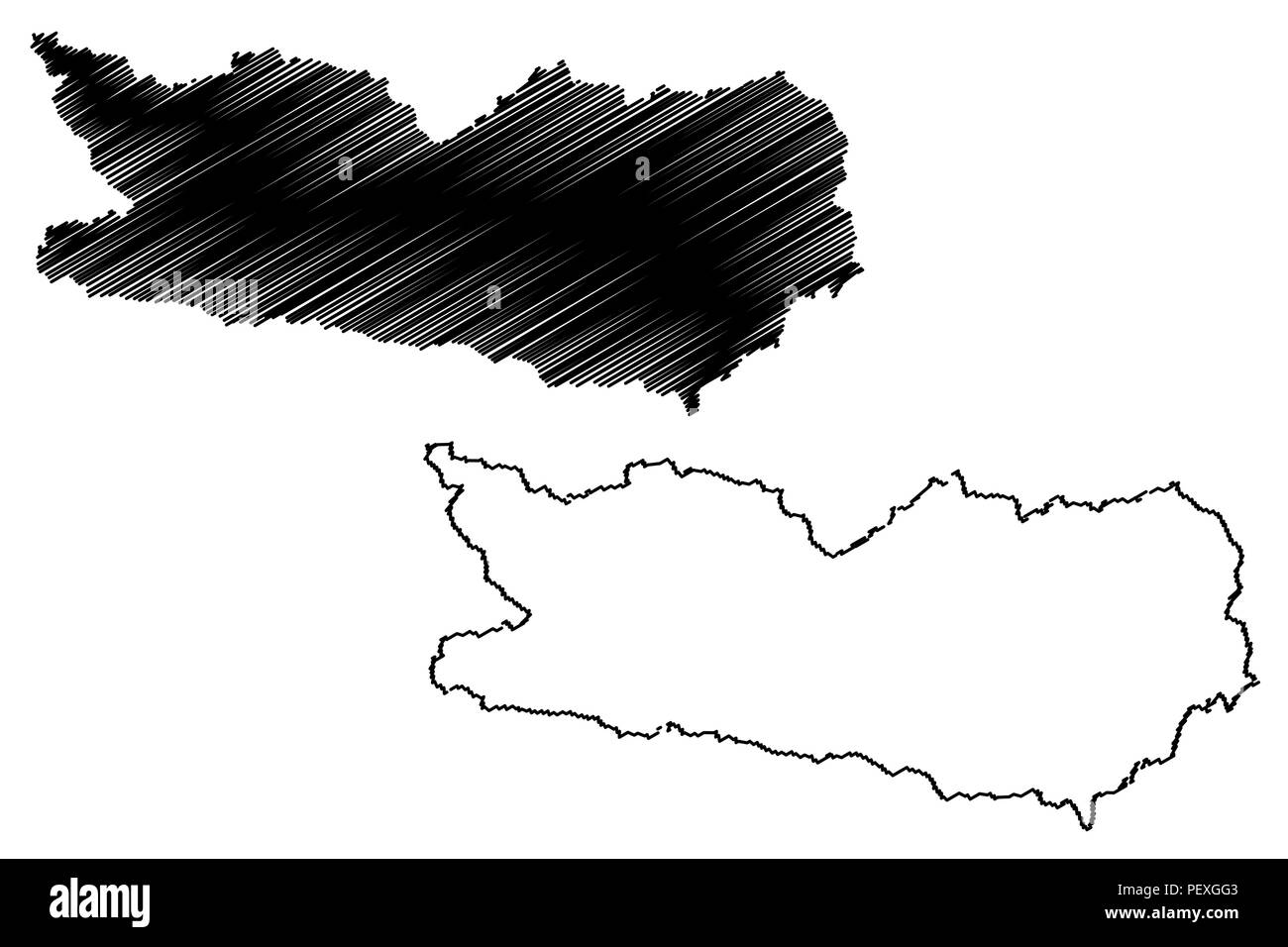 Kärnten (Republik Österreich) Karte Vektor-illustration, kritzeln Skizze Kärnten Karte Stock Vektor