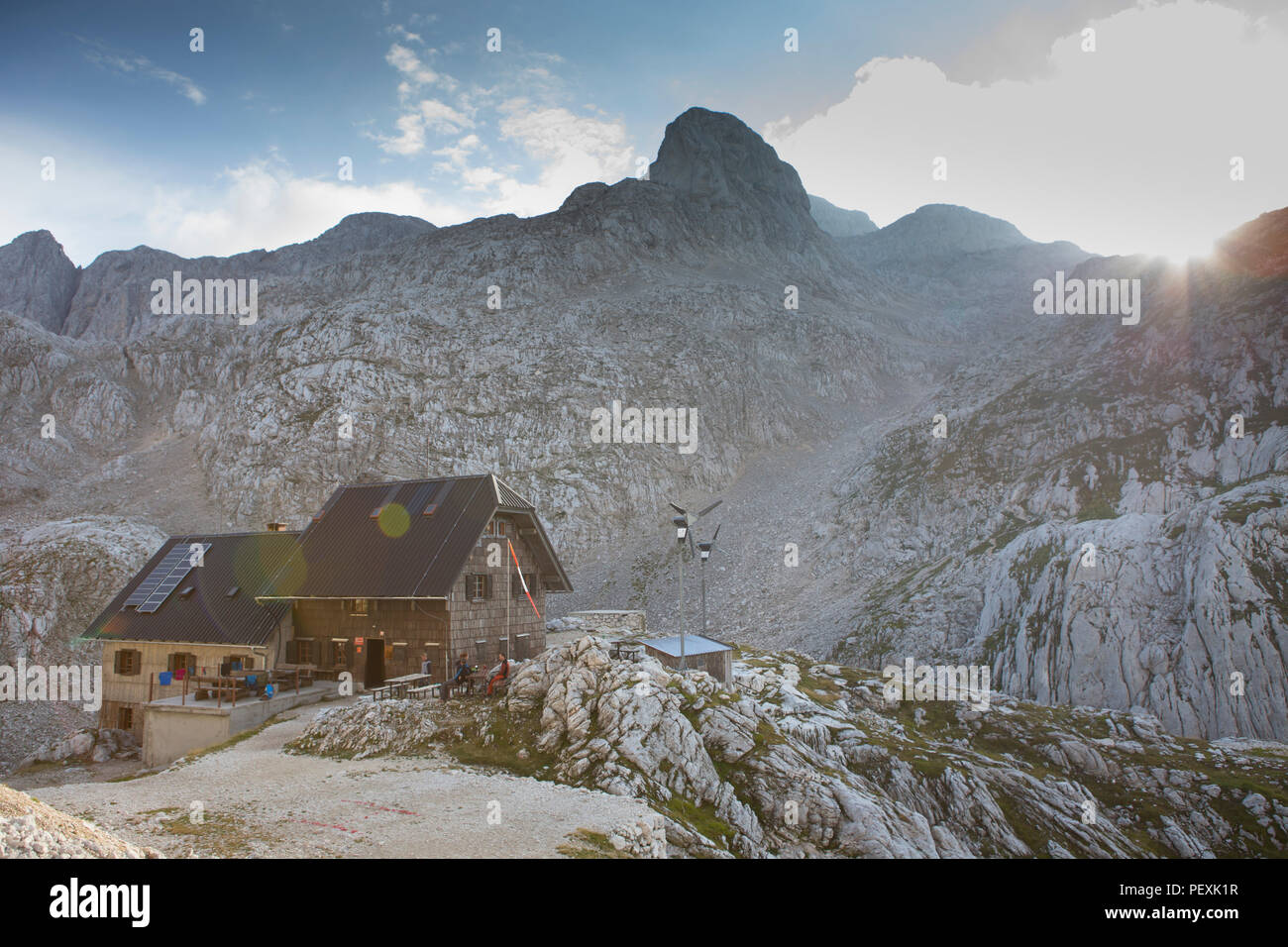 Berghütte im Nationalpark Triglav, Slowenien Stockfoto