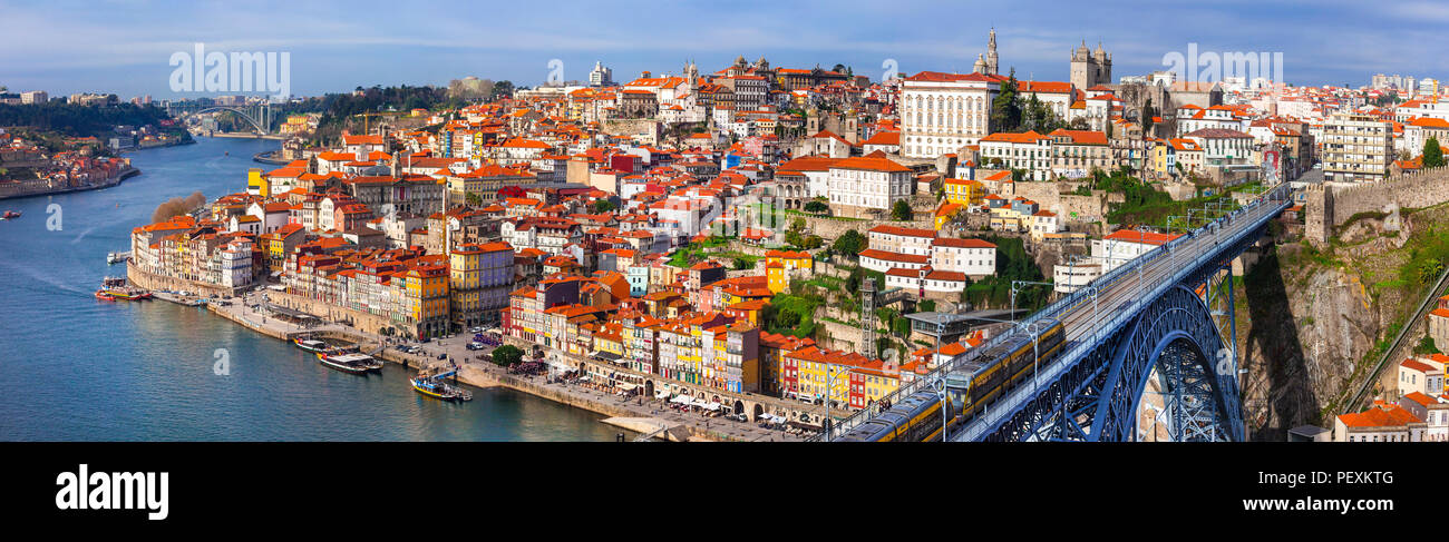 Beeindruckende Stadt Porto, Panoramaaussicht, Portugal. Stockfoto