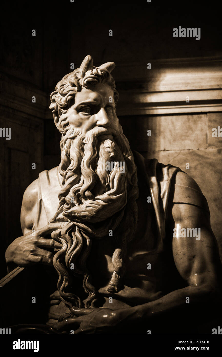 Mose Statue von Michelangelo Buonarroti, Kirche San Pietro Vincoli, Rom, Italien Stockfotografie