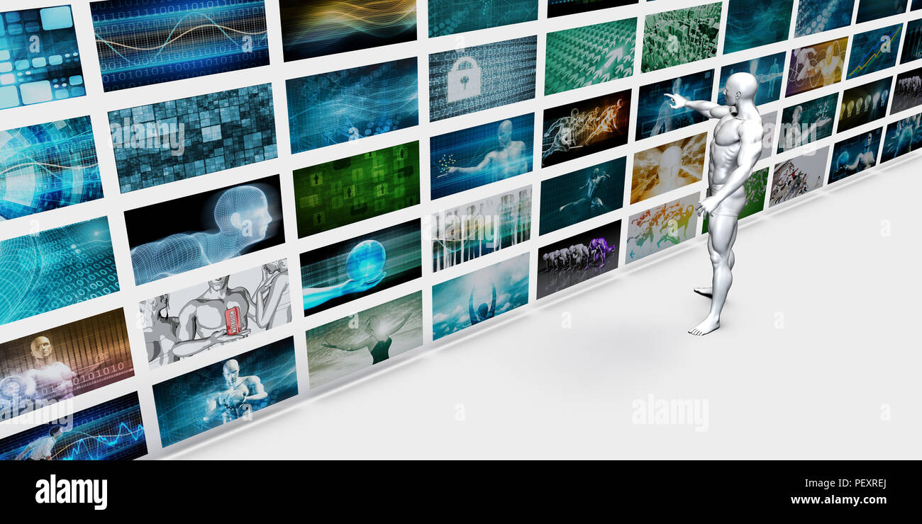 Multimedia-Technologie-Konzept für digitale Inhalte Videostreaming Stockfoto