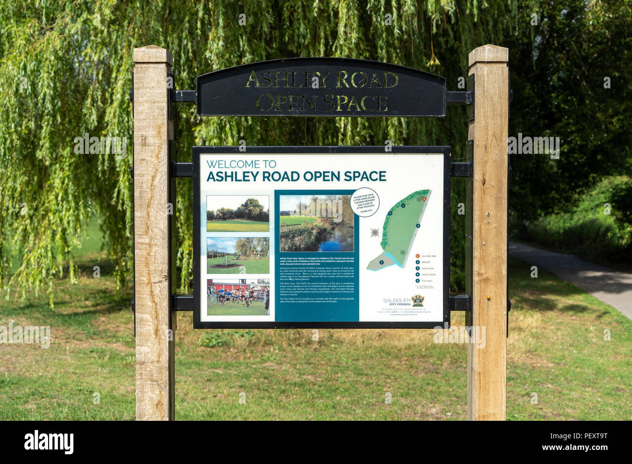 Ashley Road open space Zeichen in Salisbury, Wiltshire GROSSBRITANNIEN Stockfoto