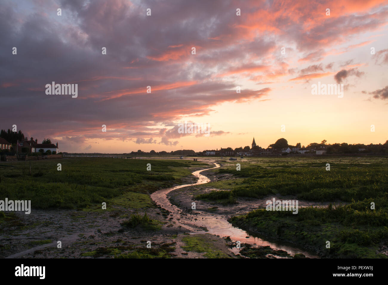 Sonnenuntergang über Bosham Hafen in West Sussex, UK Stockfoto