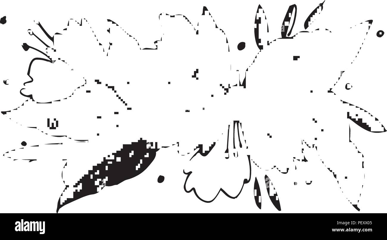 Kreative Blume grafische Darstellung. Texturen mit schwarzer Tinte. Handbürste Malerei für Ihr Design: Logo, Plakate, Einladungen, Karten. Vector Illustration. Stock Vektor