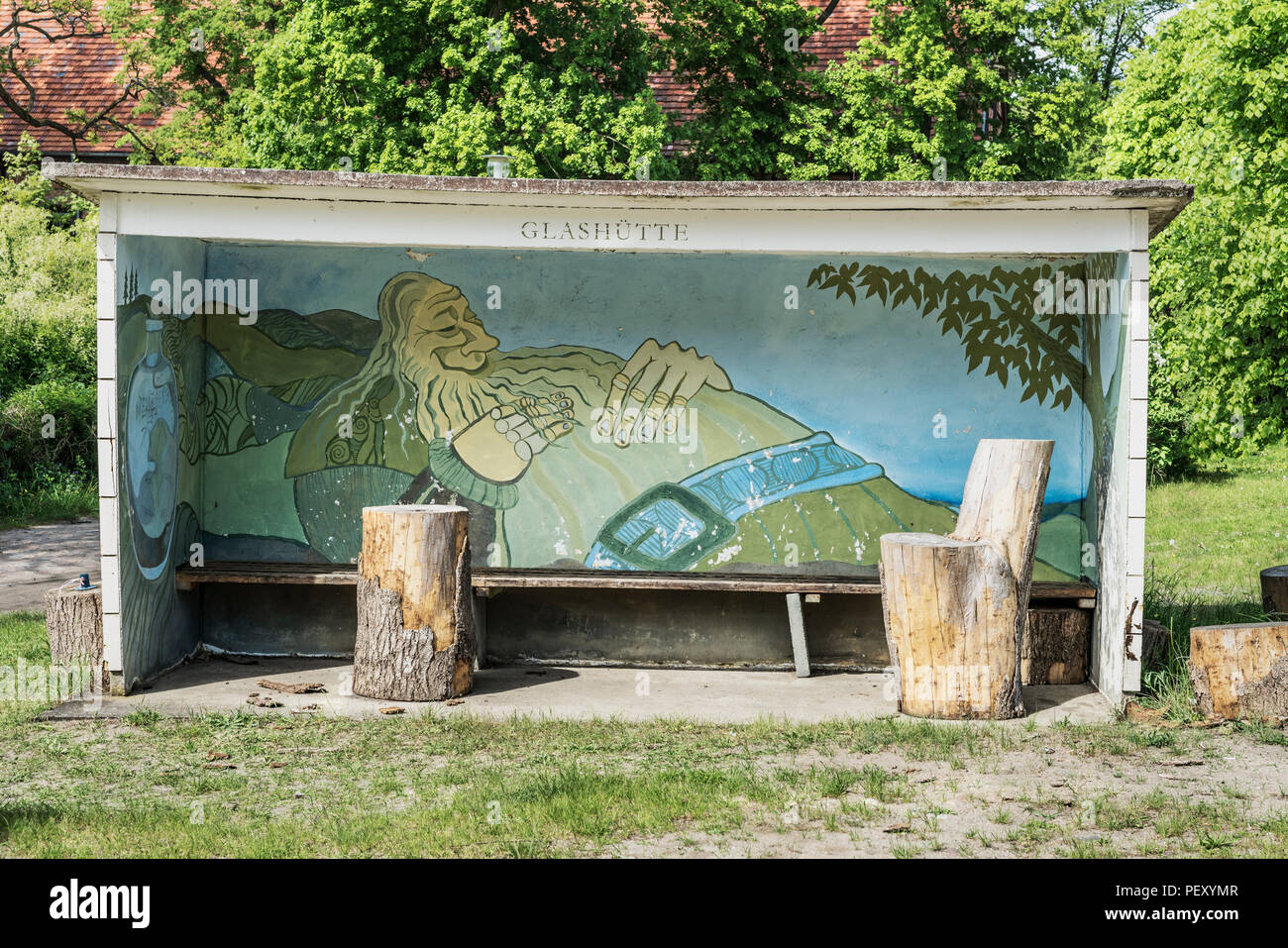 Wartehalle in Glashütte, Stadt Baruth/Mark, Landkreis Teltow-Fläming, Brandenburg, Deutschland, Europa Stockfoto