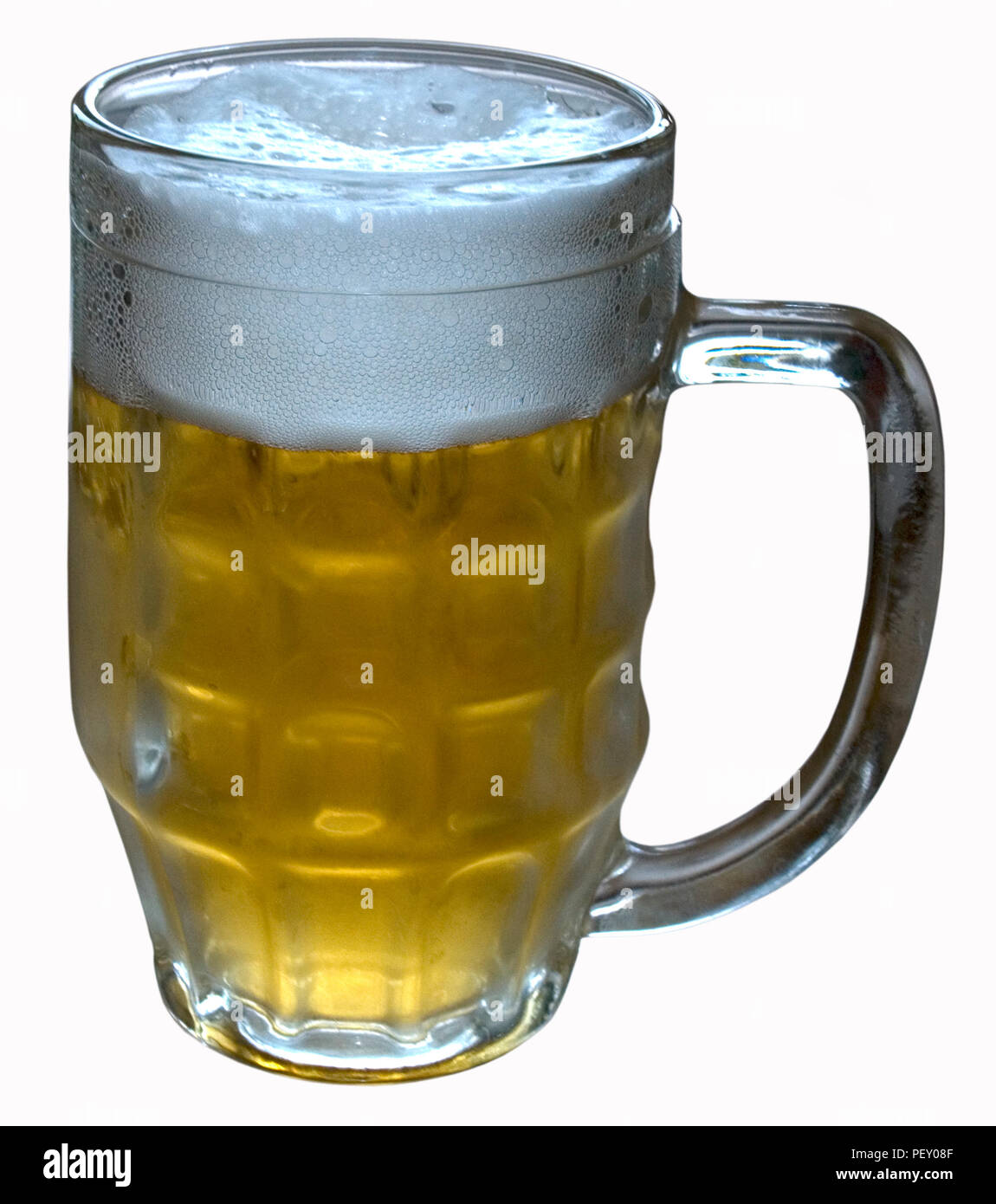 Ein Glas Bier mit Schaum Stockfoto
