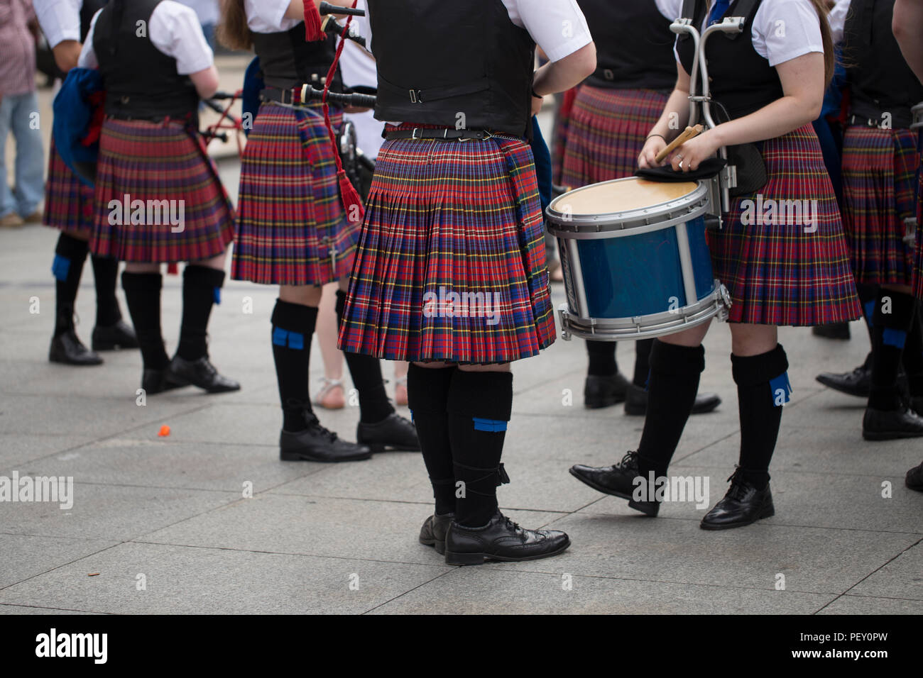 Traditionelle schottische Pipe band Stockfoto