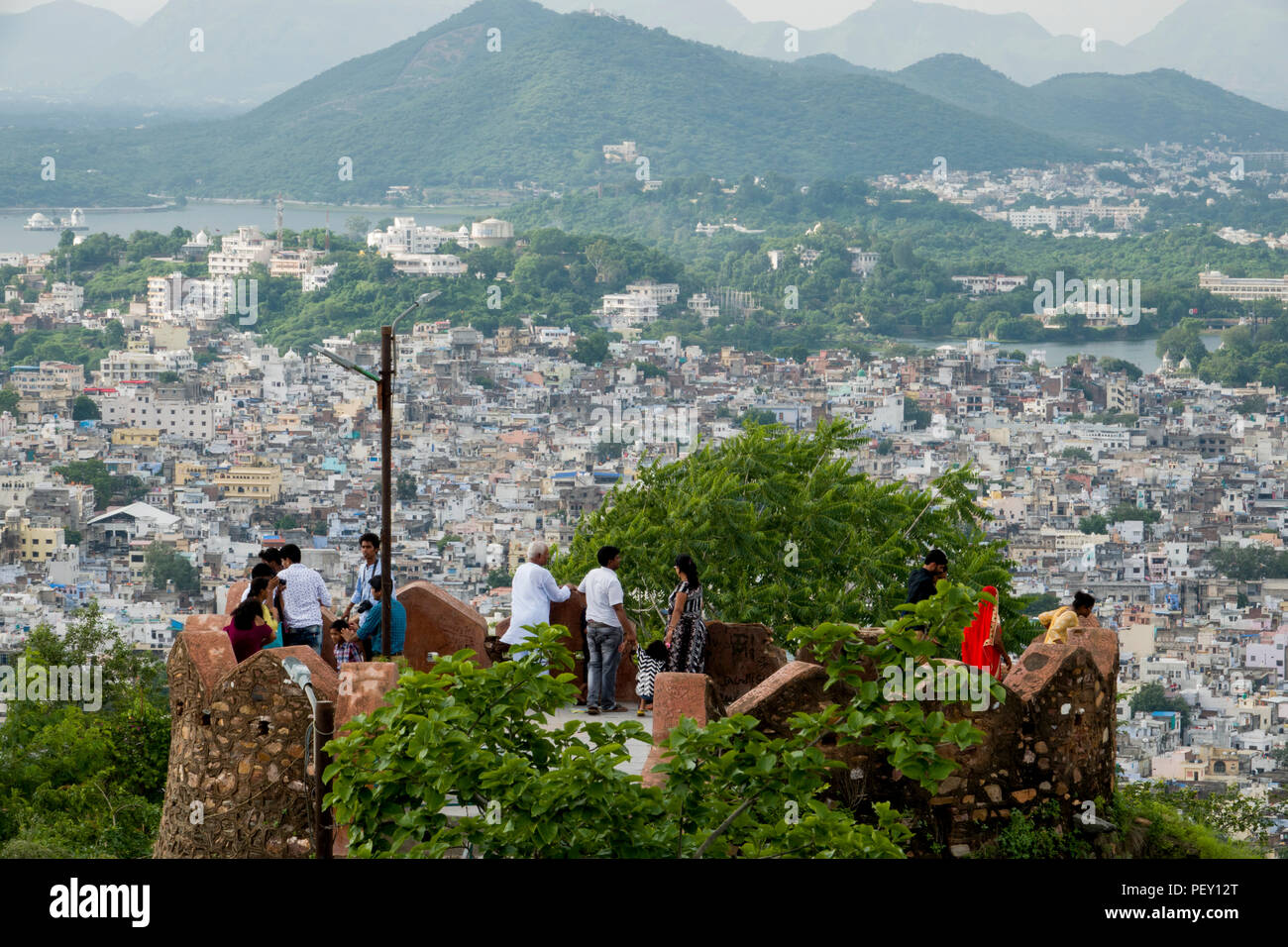 Aussichtspunkt über Udaipur, Rajasthan, Indien Stockfoto