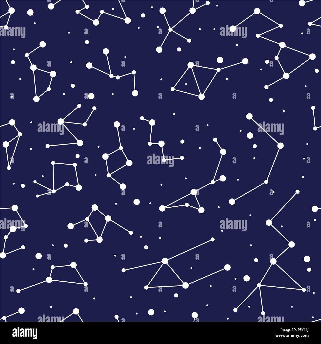 Vektor Konstellation nahtlose Muster. Sternzeichen Karte mit Sternen