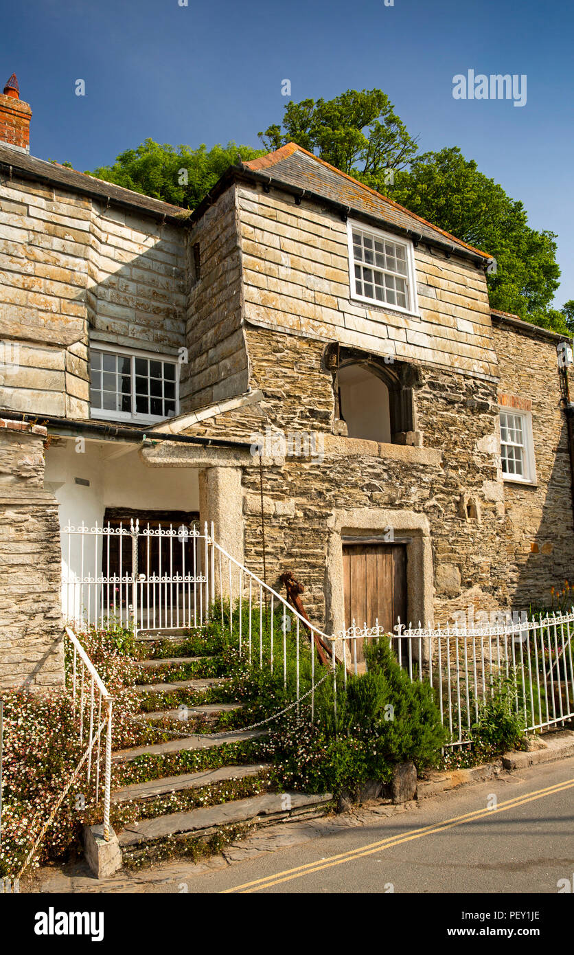 England, Cornwall Padstow, North Quay, Abbey House, als eines der ältesten Häuser in Cornwall. Stockfoto