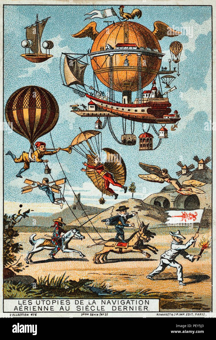 Frühen Flug in einer Reihe von französischen Sammeln von Karten zwischen 1890 und 1900 veröffentlicht. Stockfoto