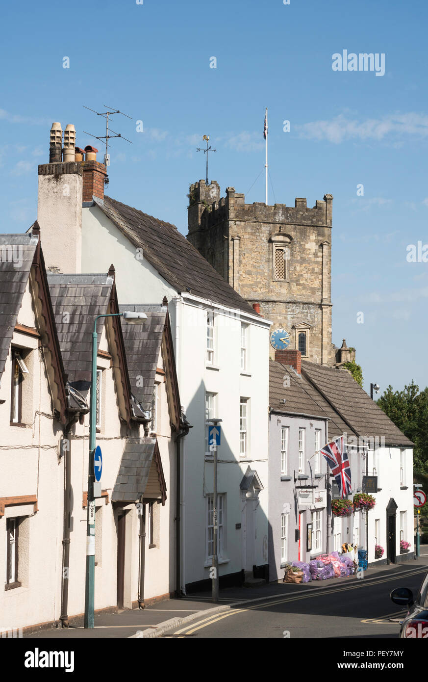 Obere Kirche Straße, Chepstow, Monmouthshire, Wales, Großbritannien Stockfoto