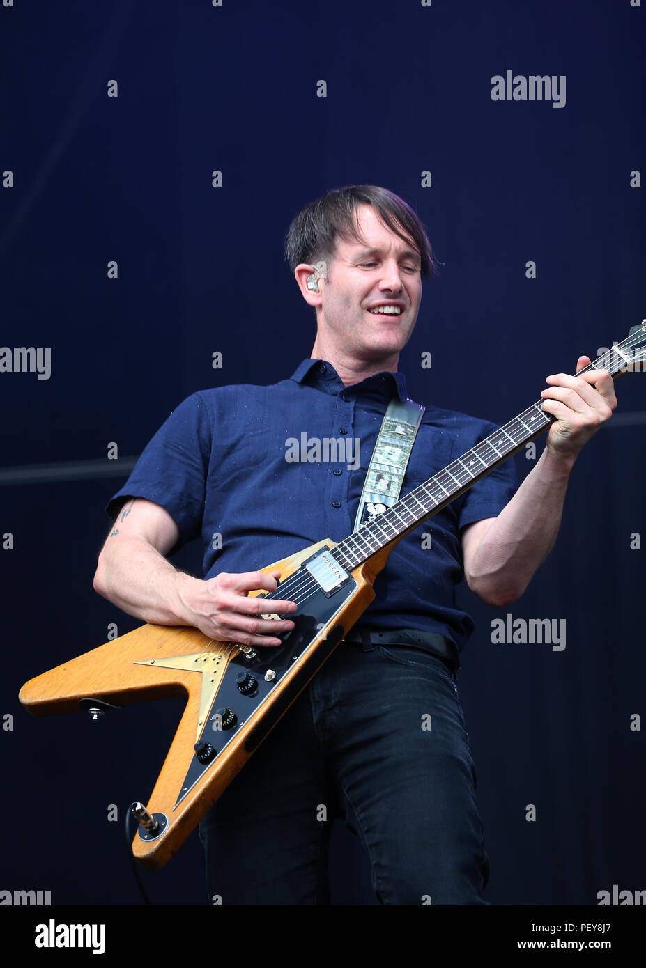 Tim Wheeler, Sänger von Rock Band Ash, führt am ersten Tag von Rize  Festival im Hylands Park, Chelmsford. PRESS ASSOCIATION. Bild Datum:  Freitag, August 17, 2018. Photo Credit: Isabel Infantes/PA-Kabel  Stockfotografie -