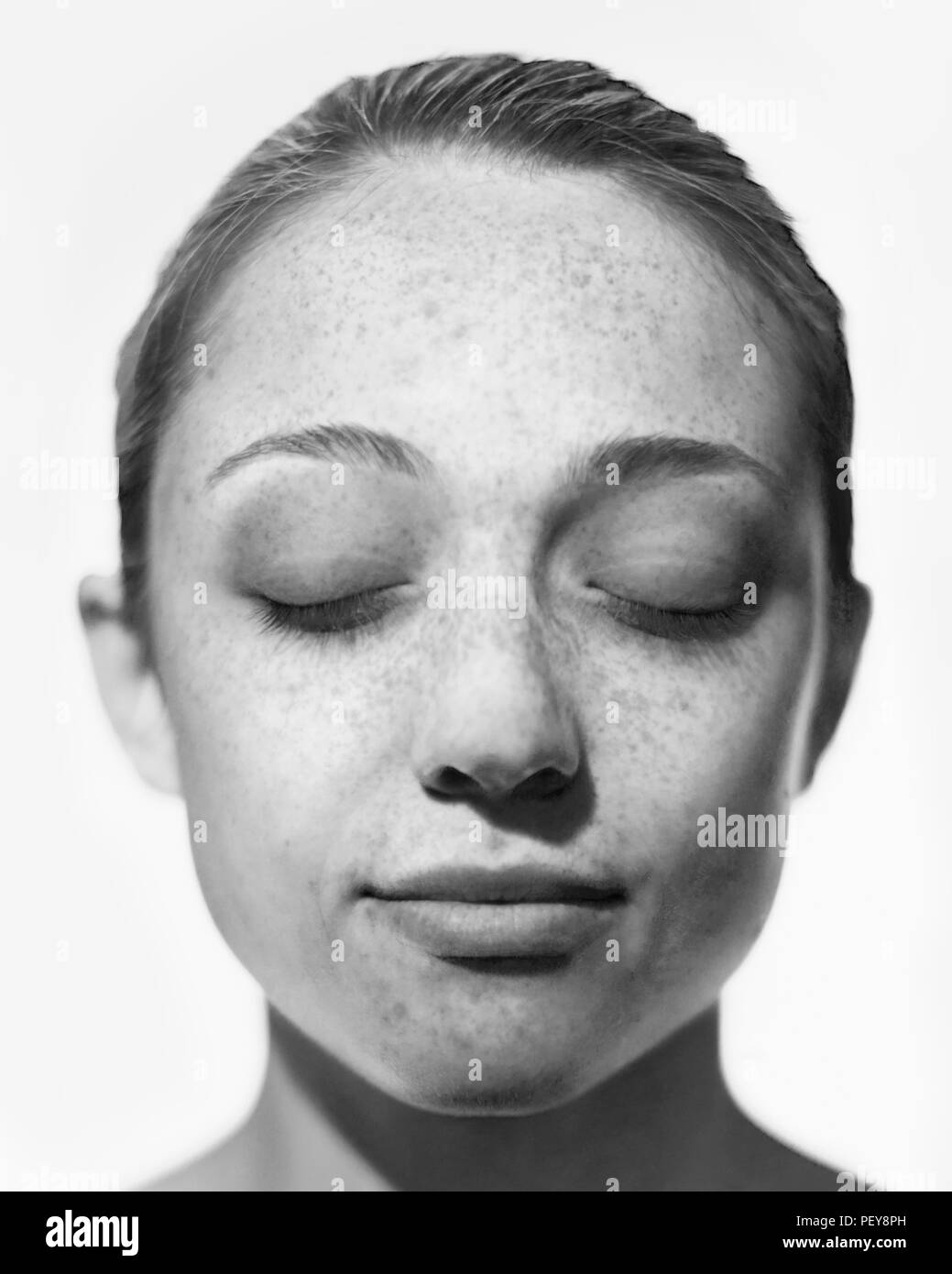 Sun Schäden am Gesicht der Frau. Stockfoto