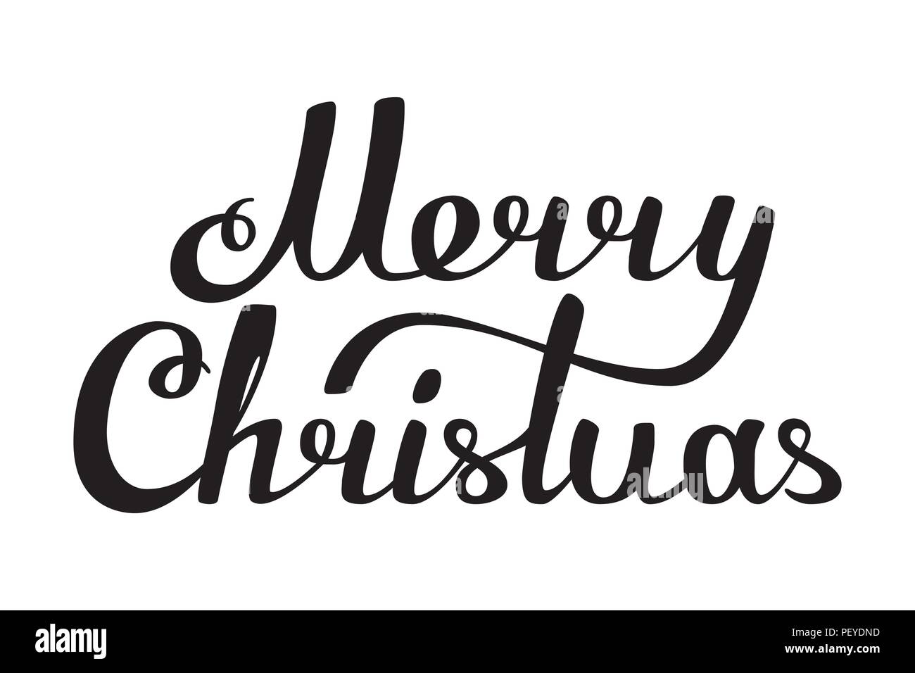 Frohe Weihnachten hand made Beschriftung schwarz weiß. Vector Illustration. Stock Vektor