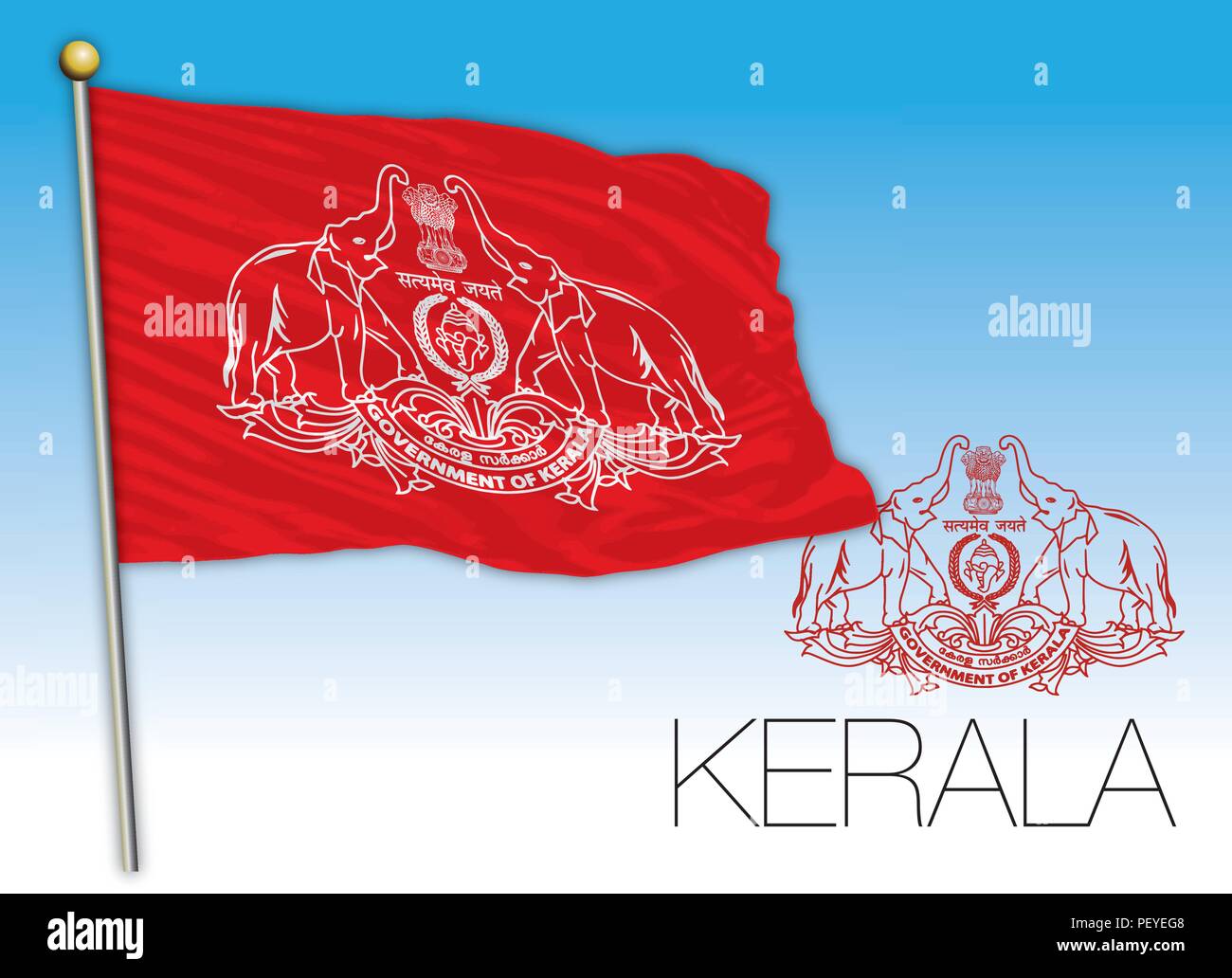 Kerala regionalen Flagge, Indien Stock Vektor
