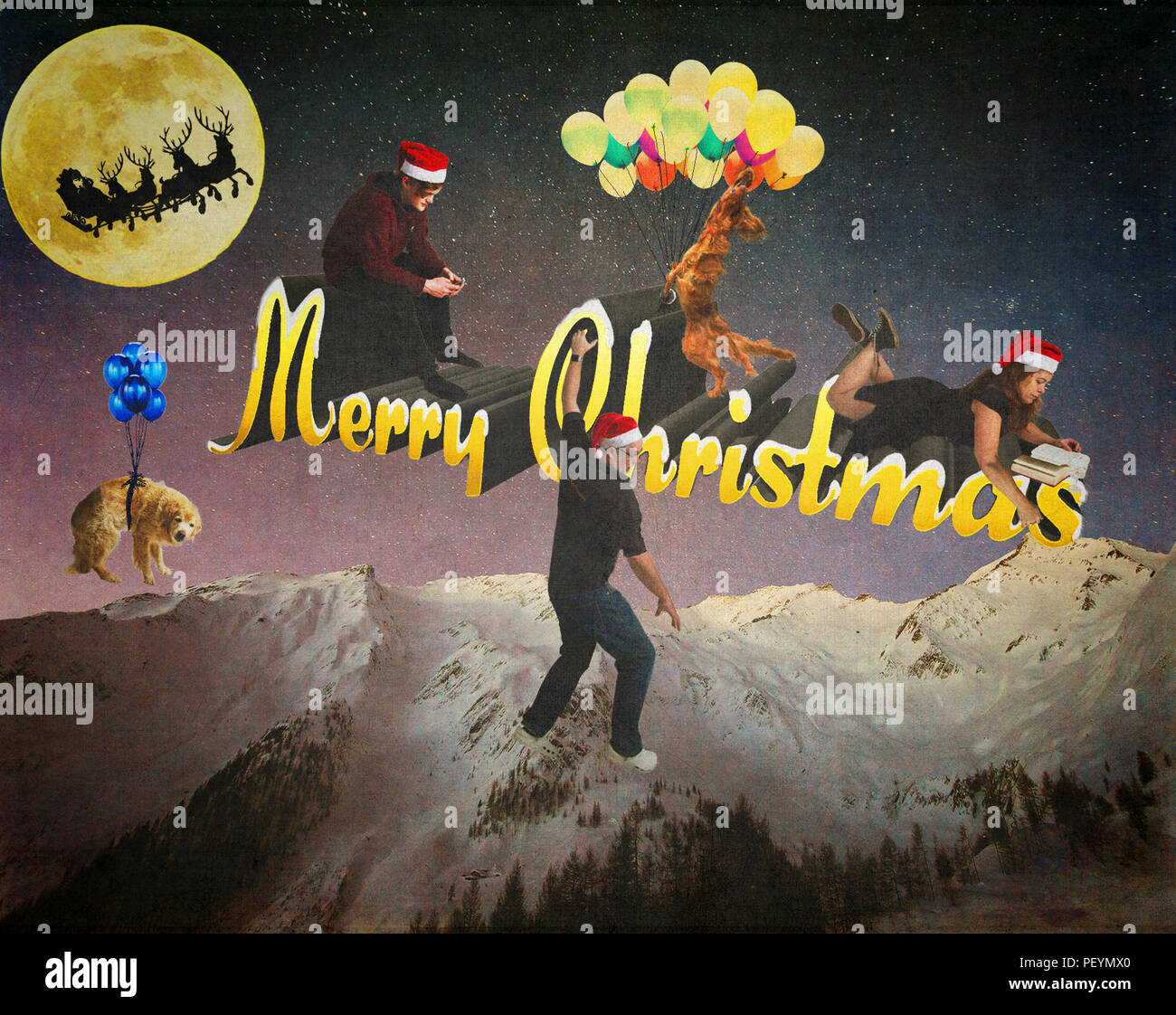 Weihnachten Familie Chaos - Fine Art digitale Schöpfung Stockfoto
