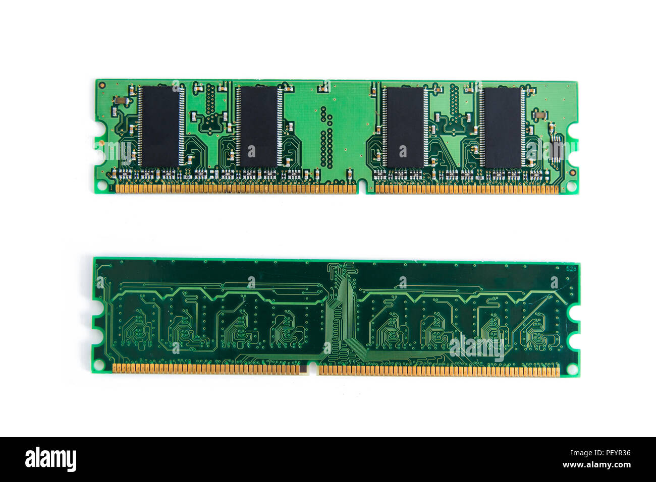 RAM-Stick von Computer (random access memory) isoliert auf Weiss. mit Freistellungspfad Stockfoto