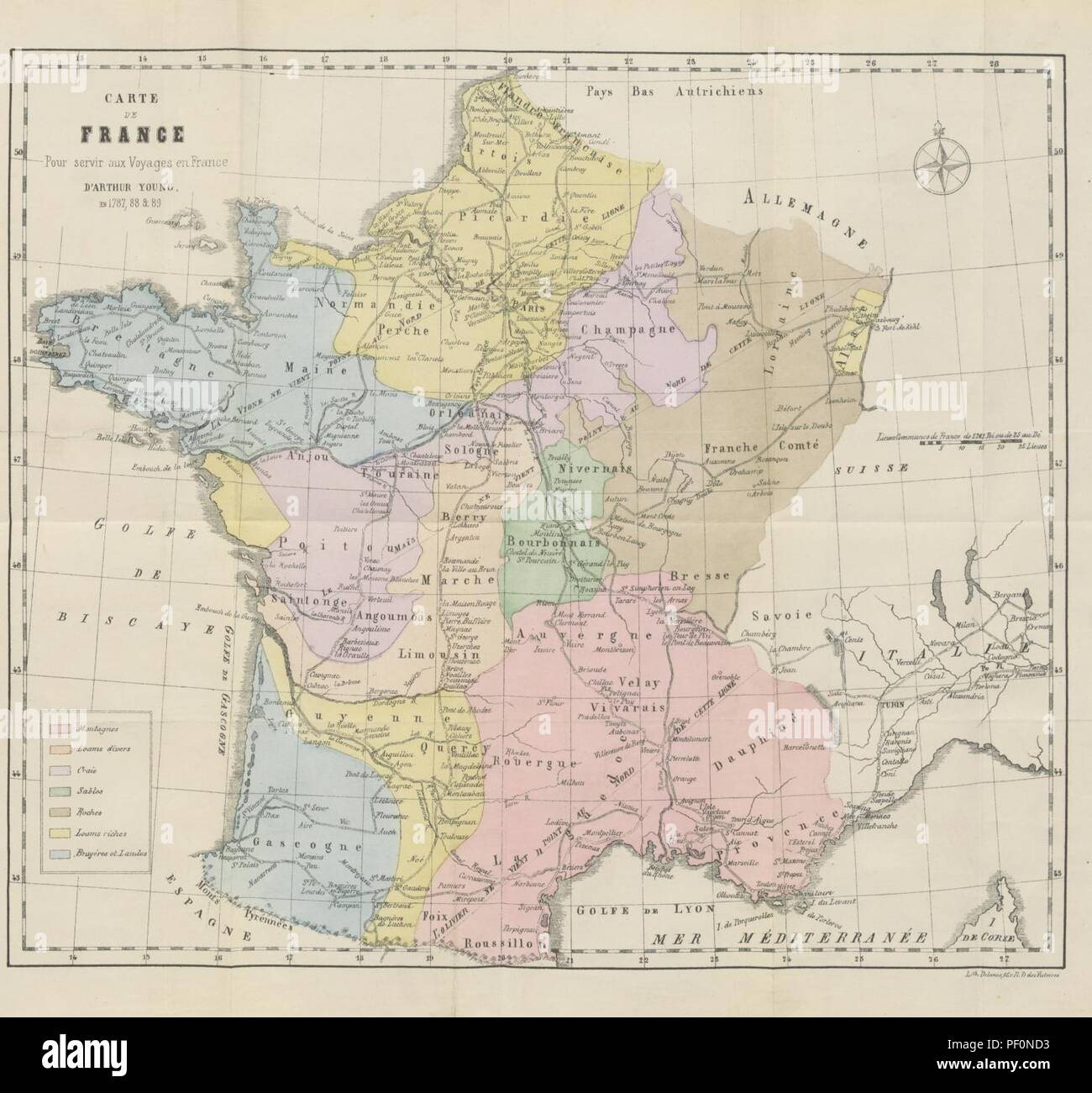 Bild von Seite 921 "Voyages en France pendant Les Années 1787, 1788, 1789... Précédés annotés Traduits, et d'une Bekanntmachung biographique par M. H. J. Lesage ... Deuxième édition", AV2885. Stockfoto