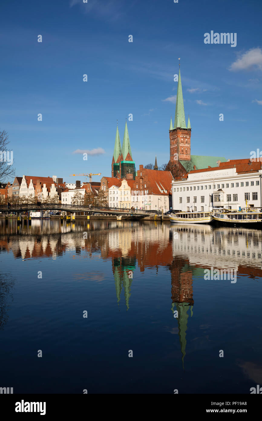 Blick auf die Stadt, Lübeck, Schleswig-Holstein, Deutschland, Europa Stockfoto