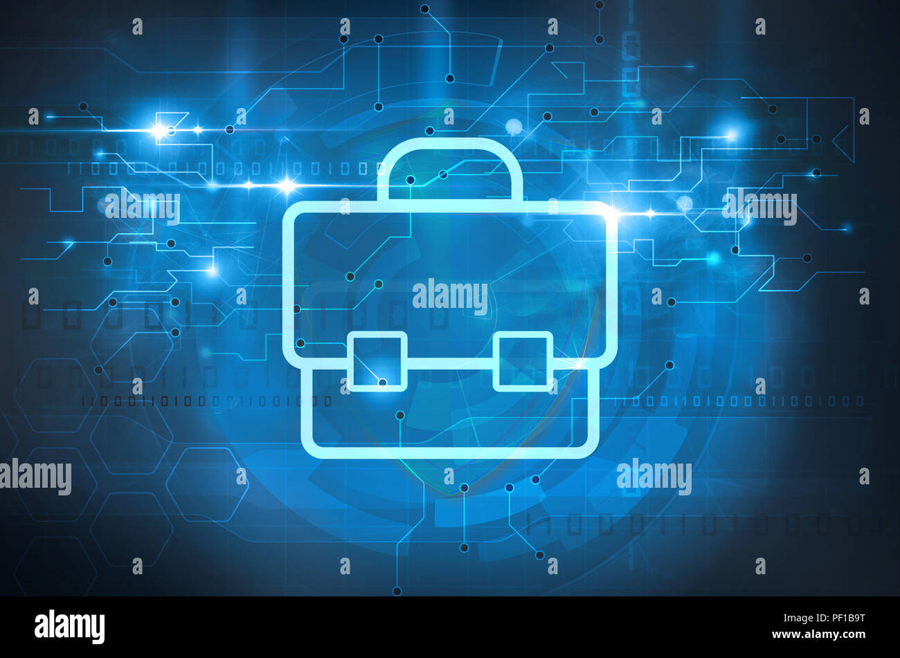 Koffer Symbol auf Technologie Hintergrund Stockfoto