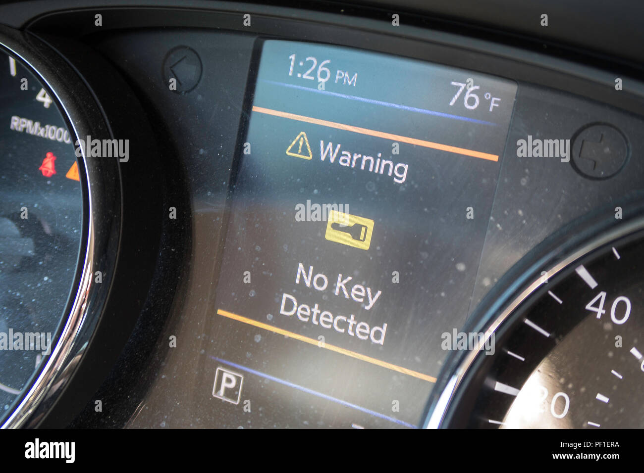 Dashboard Keyless Entry System Warnung, USA Stockfoto