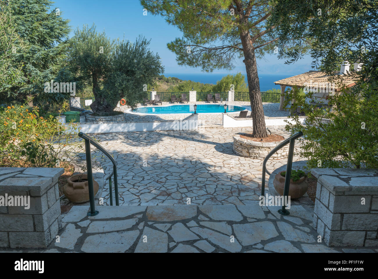 Ein großer Luxus Ferien Villa Thea in Kassiopi auf der griechischen Insel Korfu. Stockfoto