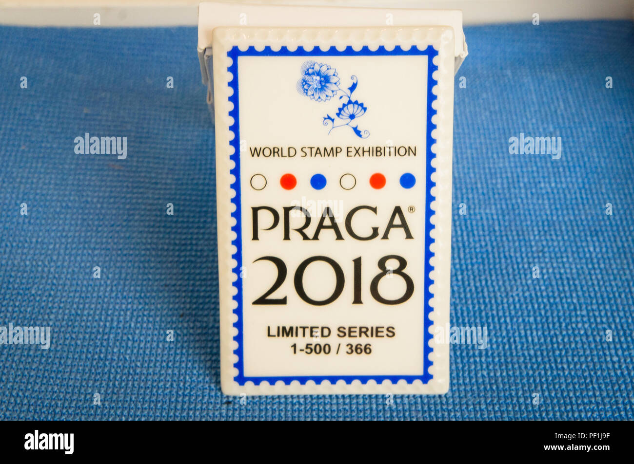 Praga 2018 spezialisierten Welt Stempel Ausstellung in Prag, Tschechische Republik, heute, am 18. August 2018. Porzellan Briefmarke "Praga 2018" wurde pro Stockfoto