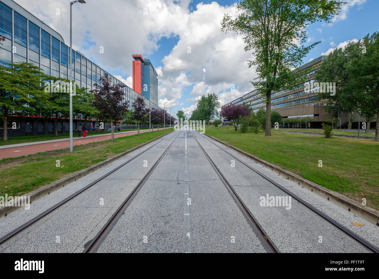 Perspektivische Ansicht eines Campus der Universität, Delft, Niederlande. Stockfoto