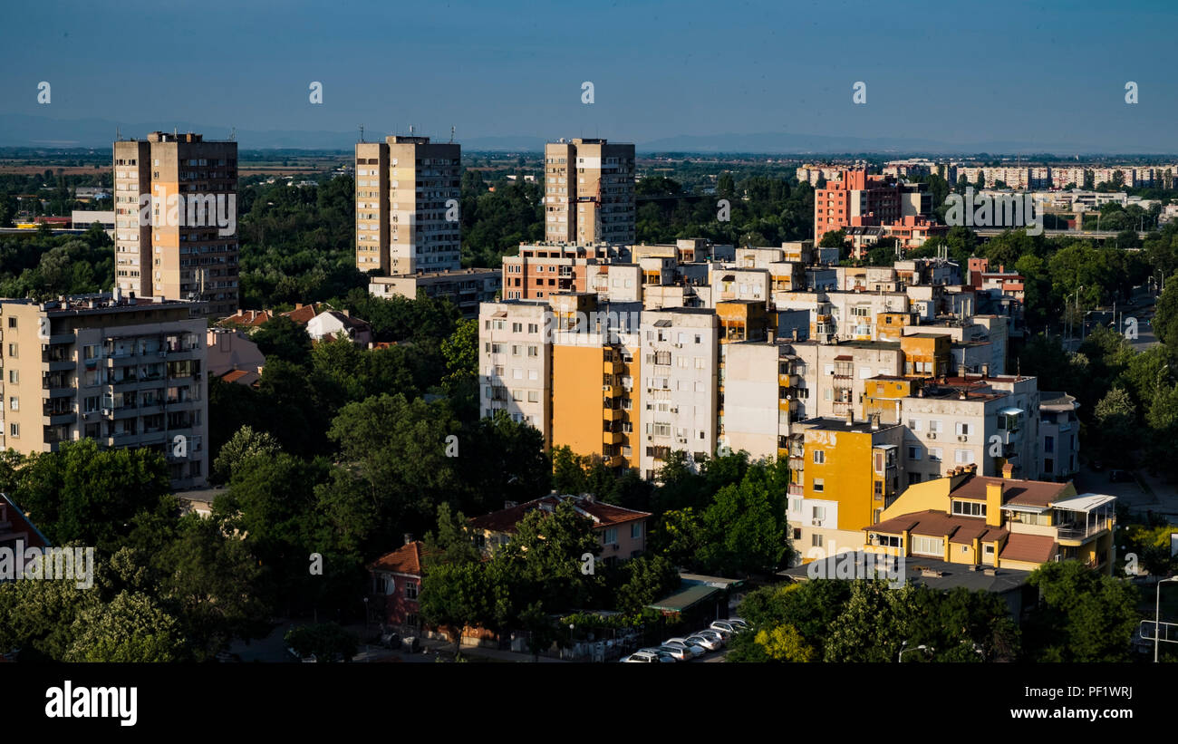 Kommunistischen Ära Blöcke von Apartments im Norden Plovdiv, die zweitgrößte Stadt Bulgariens Stockfoto