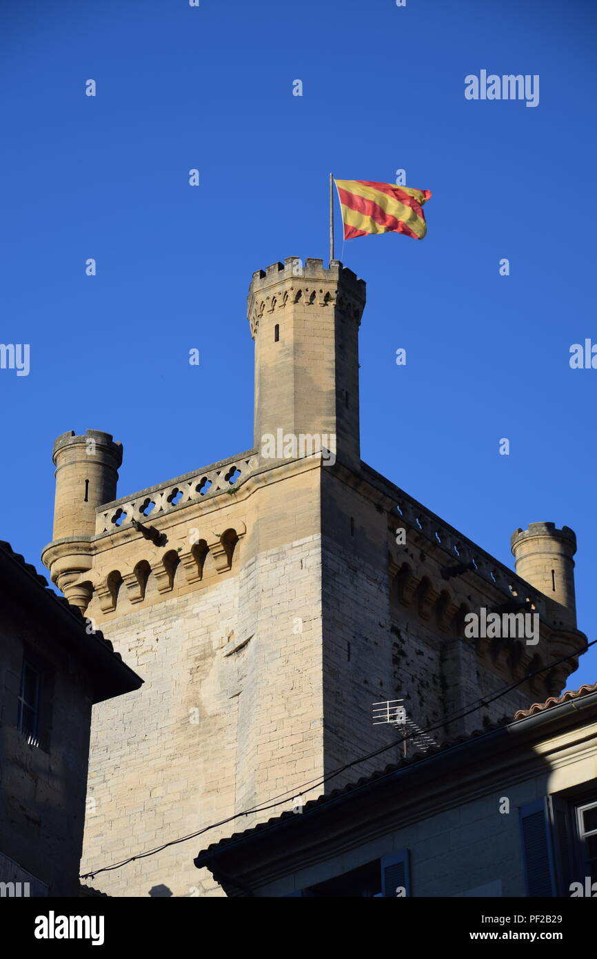 Blick auf das Schloss bei Uzes, Gard, Frankreich Stockfoto