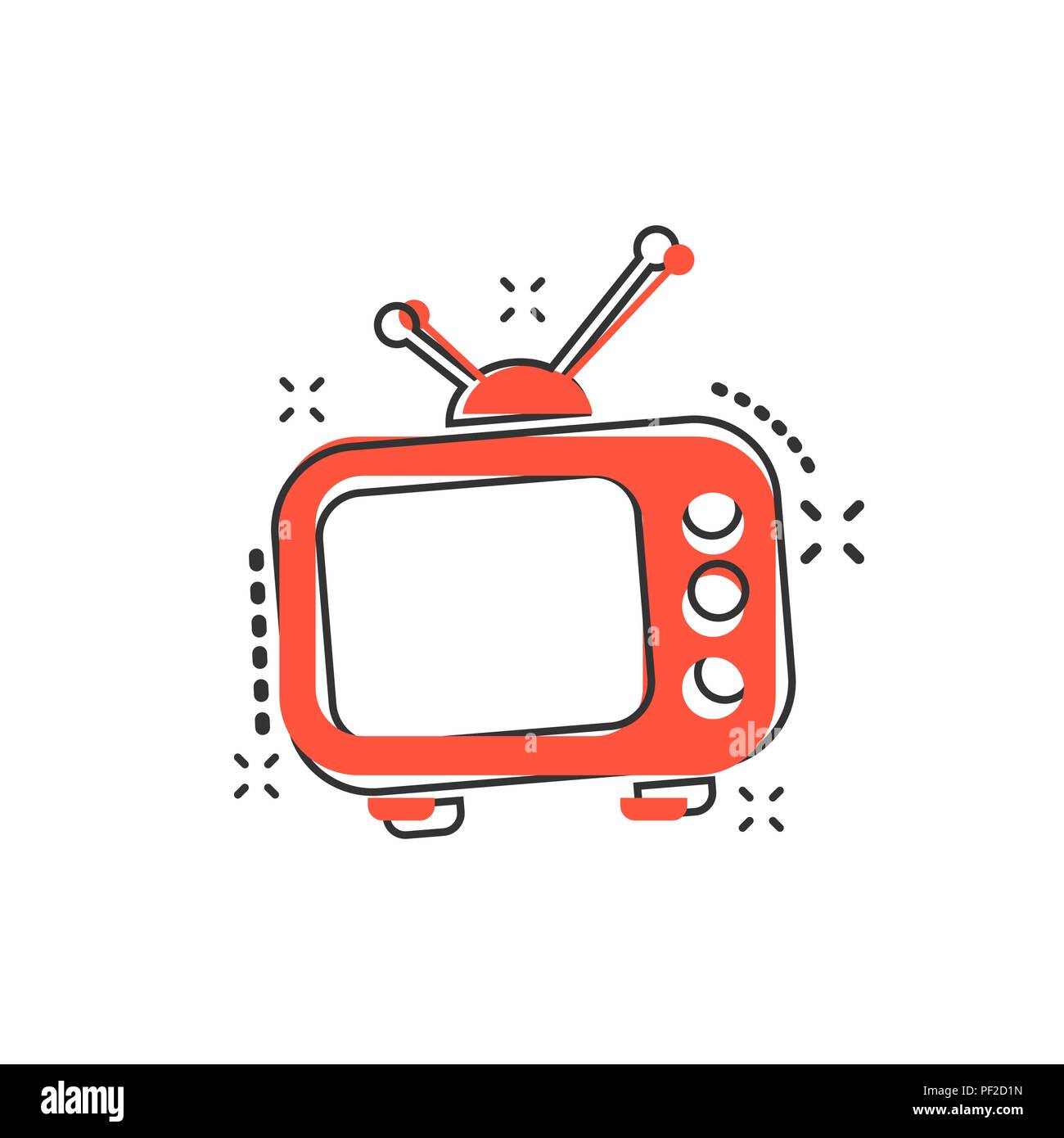 Vektor cartoon Fernsehen Symbol Monitor in Comic Stil. Tv-Bildschirm Konzept Abbildung Piktogramm. Tv-Show business splash Wirkung Konzept. Stock Vektor
