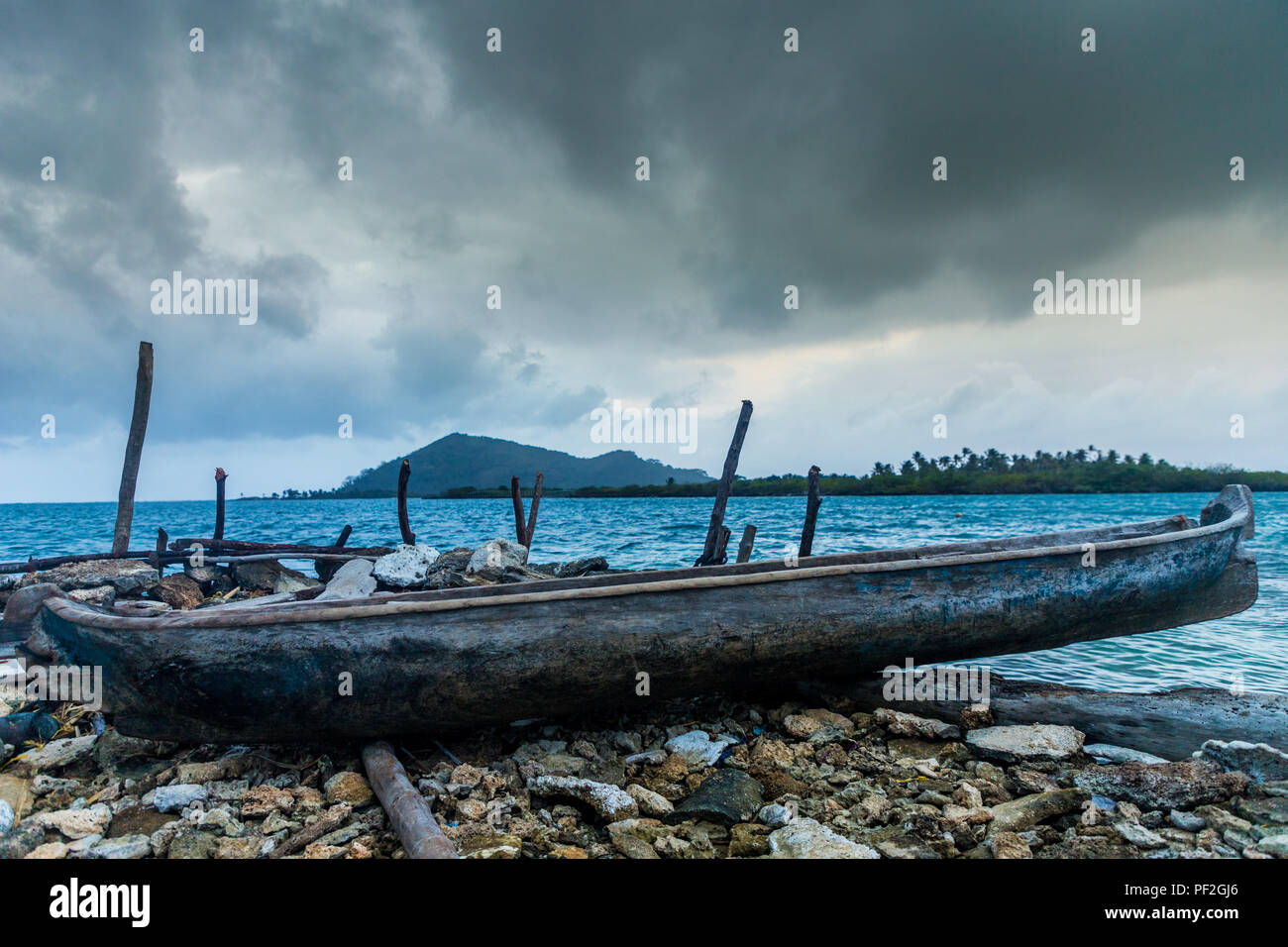 Eine typische Ansicht in den San Blas Inseln Stockfoto