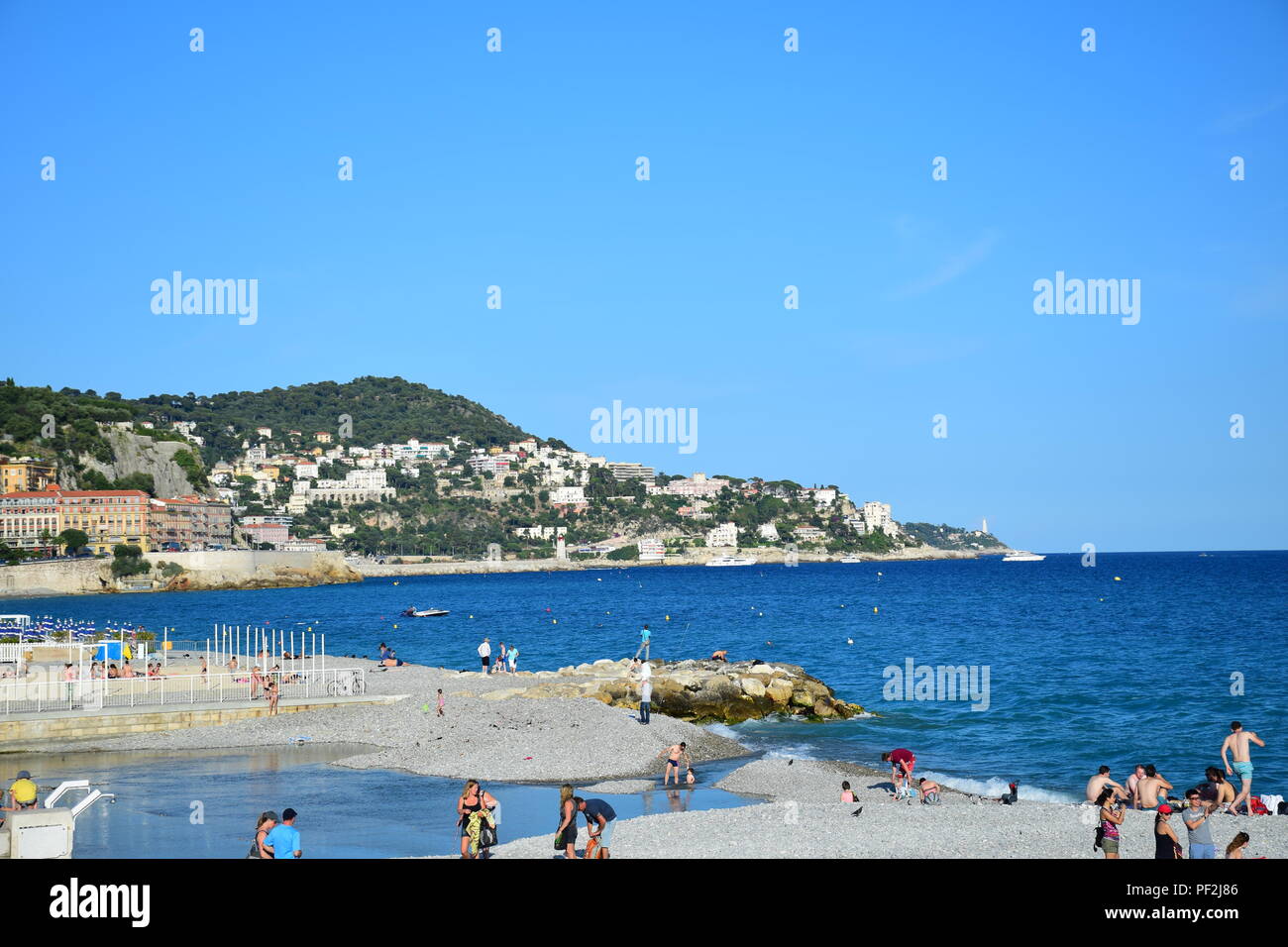 Die Plage Beau Rivage auf der Promenade des Anglais in Nizza, Frankreich Stockfoto