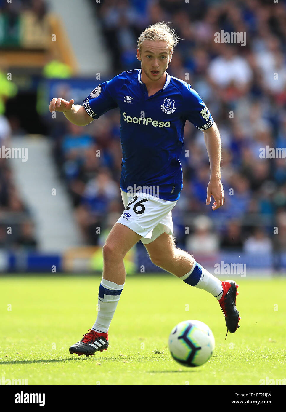 Everton ist Tom Davies während der Premier League Spiel im Goodison Park, Liverpool. Stockfoto