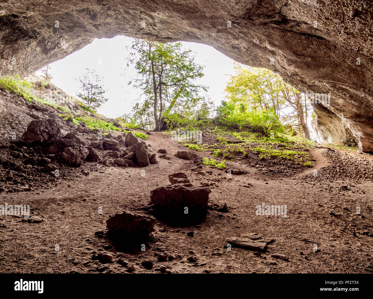 Mittlere Höhle Cueva del Milodon Naturdenkmal, Puerto Natales, Ultima Esperanza Provinz Patagonien, Chile Stockfoto