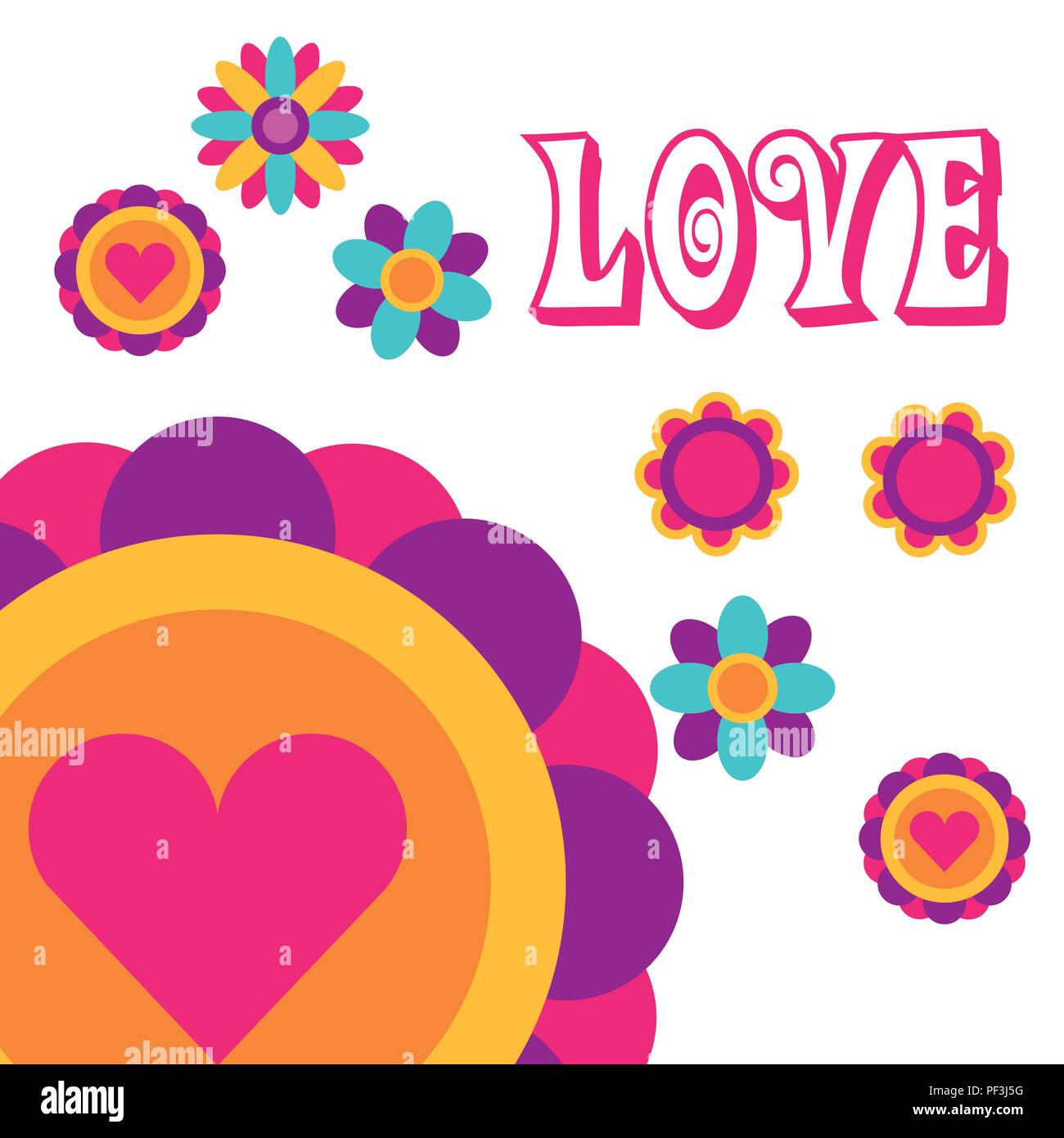 Liebe Blumen Liebe Herz Bohmischen Hippie Free Spirit Stock Vektorgrafik Alamy