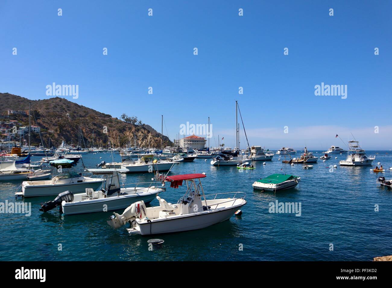 Boote in den Santa Catalina Island Harbour Stockfoto