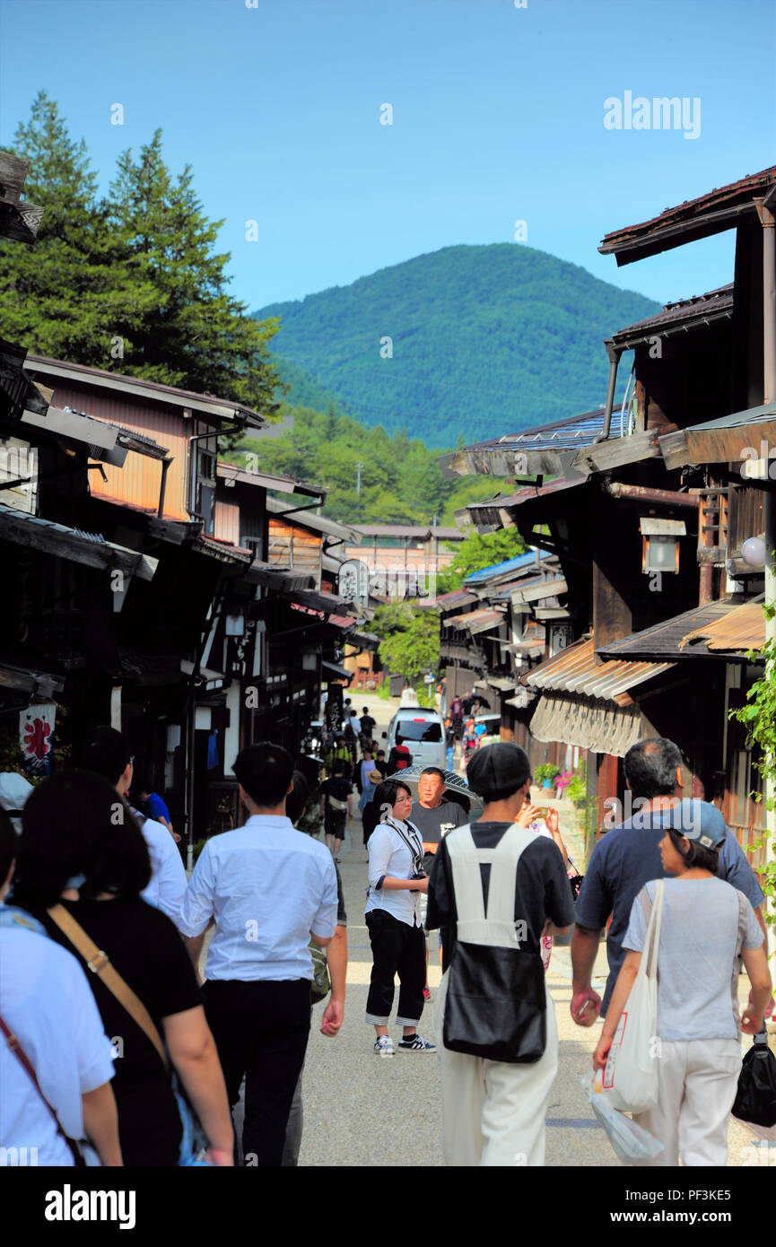 Narai-juku, eine alte Post Stadt auf NAKASENDO (ALTE HANDELSROUTE während der Edo Ära) Stockfoto