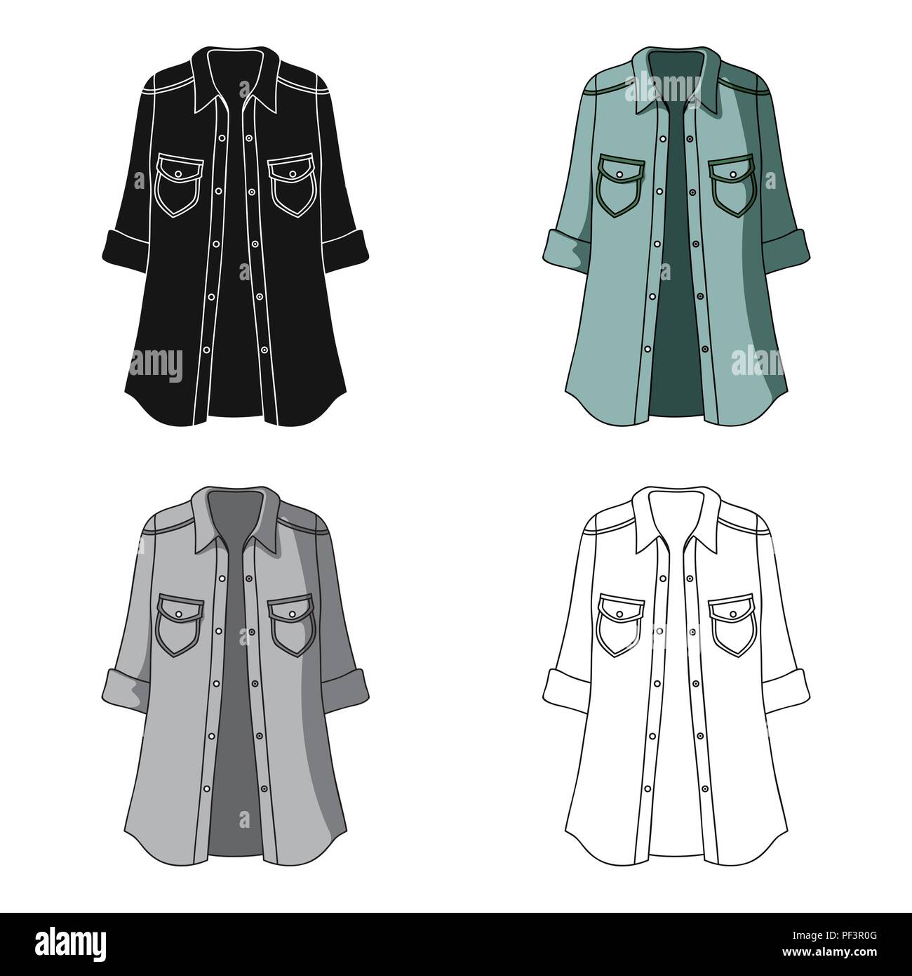 Grüne Frauen s Jacke mit Tasten und kurzen Ärmeln. Casual Wear für die elegante Frau. Frauen Kleidung einzelnen Symbol im Comic-stil Vektor Symbol lieferbar Stock Vektor