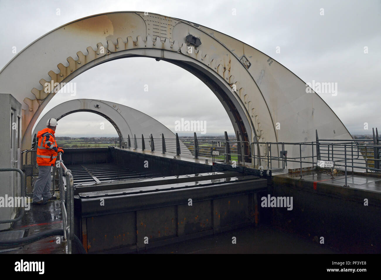 Das Falkirk Wheel, ein rotierendes Schiffshebewerk Verknüpfung der Forth-and-Clyde-Kanal der Union Canalillenium Link Projekt Stockfoto