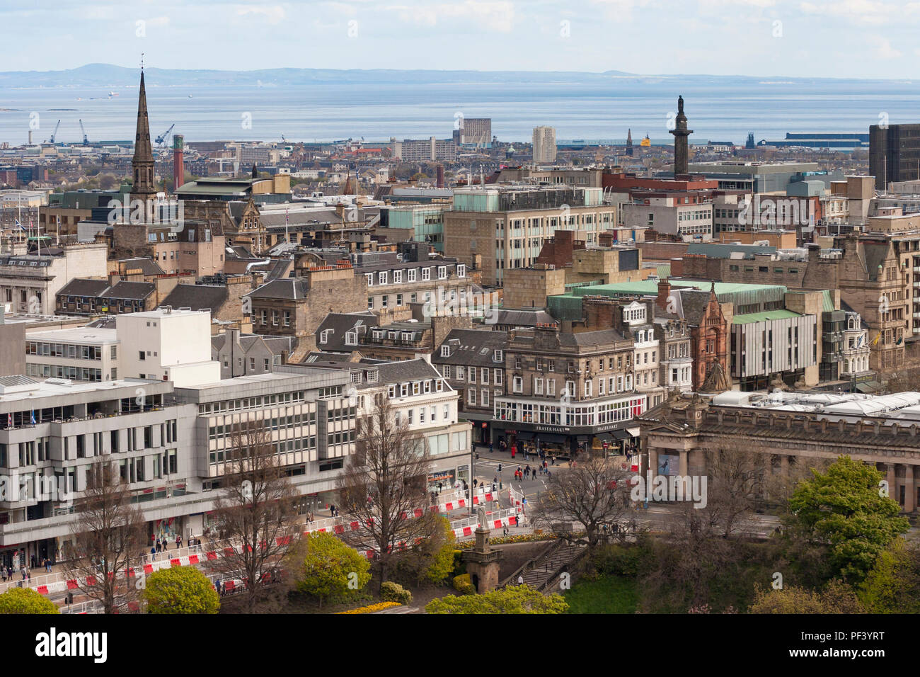 Luftaufnahme über Edinburgh vom Edinburgh Castle Stockfoto