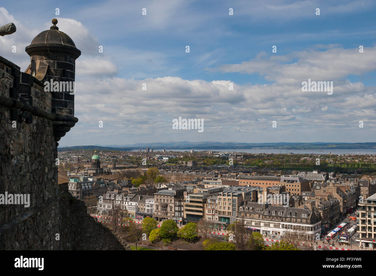 Luftaufnahme über Edinburgh vom Edinburgh Castle Stockfoto