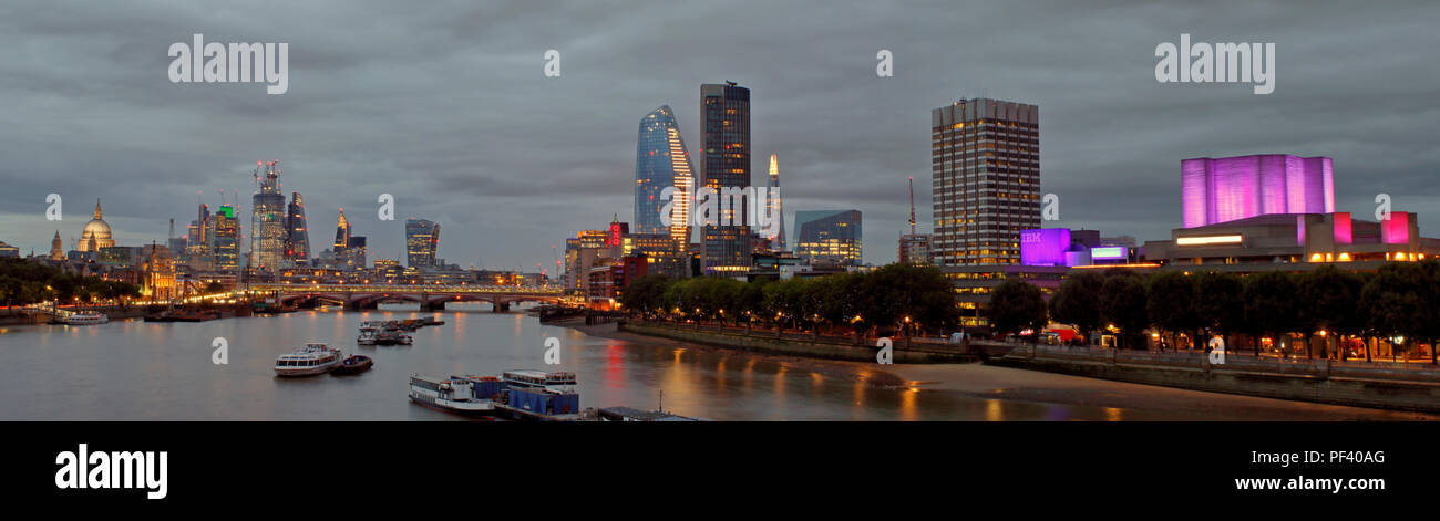 Multi image Panoramablick auf London, Blick nach Osten von der Waterloo Bridge, zusammen in Photoshop genäht Stockfoto